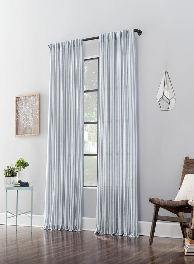 Archaeo Stonewashed Stripe Cotton Back Tab Curtain, 50" x 96", Blue - Image 5